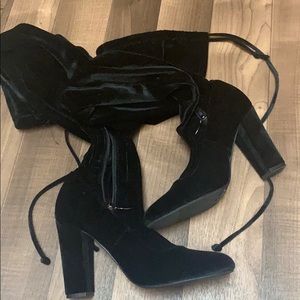 Over the knee laced heeled boots